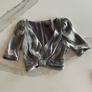 Zara Metallic Crop Top Size XS